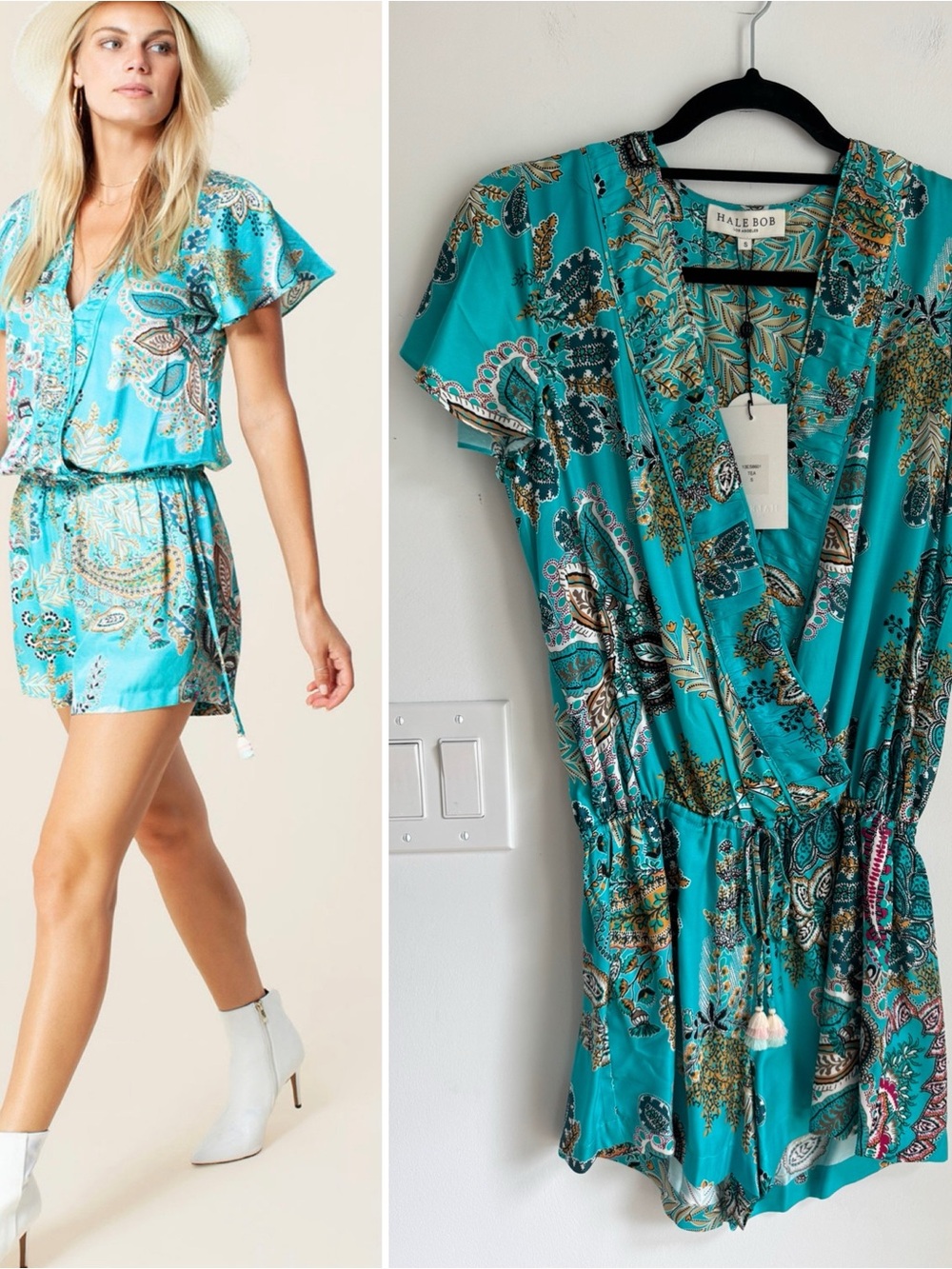 Hale Bob Brynn Silk‎ Blend Romper Women’s size Small NEW